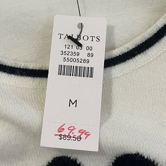 Talbots Womens Knit Sweater Sz M Striped Bows Puff Cottage Capsule Nautical Soft - Picture 7 of 8